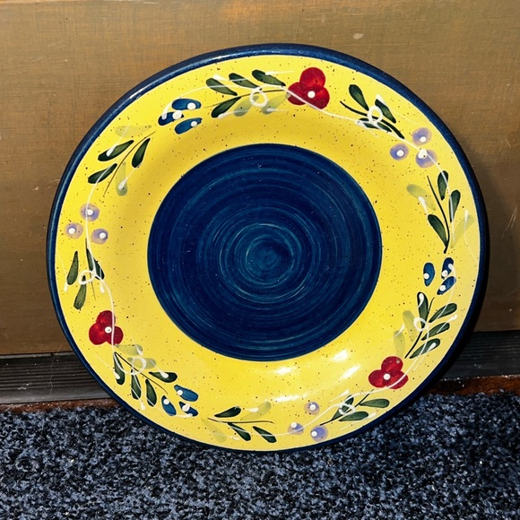 ⭐️Discontinued Style-Eyes By Baum Bros. Blue Yellow Floral  Dinner Bowl Plate - Picture 3 of 10